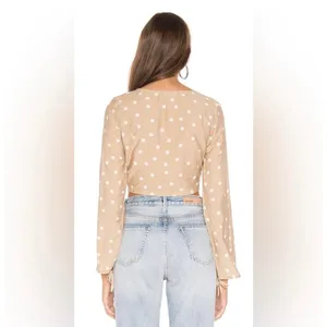 Superdown Cait Nude Polka Dot Print Keyhole Crop Top Size Small thumbnail 3