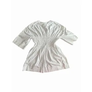 GANNI Top Shirt Women's Small Shirred Blouse Organic Cotton Jersey White #KL6-1 thumbnail 9