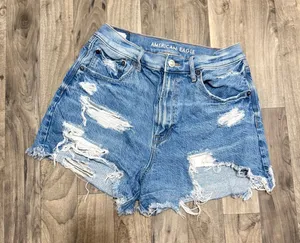 American Eagle Highest Rise 90s Boyfriend Distressed Denim Shorts 6 thumbnail 1