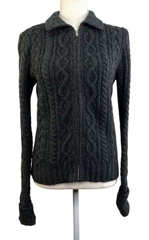 GAP Wool Cable Knit Cardigan Vintage Gray Y2K Dark Cottagecore thumbnail 1