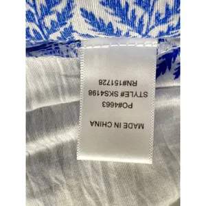 ee:some Blue White Botanical Fern Print Tiered Ruffle Maxi Skirt Dress‎ Smocked thumbnail 10