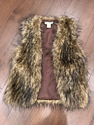 Staring At Stars Faux Fur Women’s Vest in Brown Size Small - C54-132 thumbnail 1