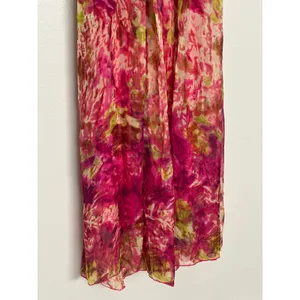 Gorgeous NWT XL Silk Rhinestone Pink Green Maxi Dress Formal Wedding Guest Y2K thumbnail 3