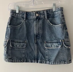 Zara Cargo Denim Mini‎ Skirt thumbnail 1