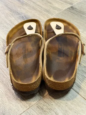 Birkenstock Women's Gizeh Light Gold Cork Sandals Size 40 US 9.5 Casual Summer thumbnail 3