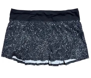 Lululemon Circuit Breaker Skort Black White Speckled Pleated Athletic Size 12 thumbnail 1