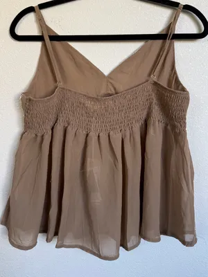 Lizette Collection Sequin Beaded Babydoll Cami Top Y2K Fairy Party Taupe Med NWT thumbnail 5