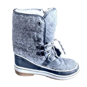 Time And Tru‎ Womens Size 6 Gray Snow Boots High Top Foldable Faux Fur thumbnail 8