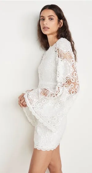 Alice McCALL Berwyn Diamond Veins Anthropologie BHLDN Porcelain White Lace Dress thumbnail 3