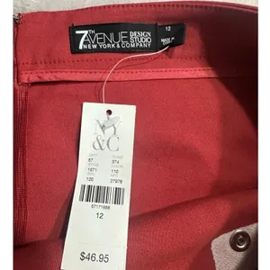 7th Avenue Design Studio NY&Co. Mini Skirt Women's 12 Terracotta Button A-Line thumbnail 3