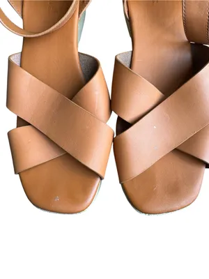 Everlane - The Clog Sandal Cognac Leather Platform Shoes Sz 10 thumbnail 2