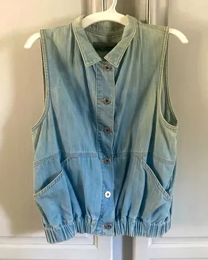 Vintage Zara Short scrunched Denim Vest thumbnail 1