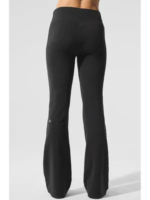 Alo Sway Bootcut Sweatpant Soft Black Distressed Booty-Lift Stretchy Flared Pant thumbnail 4