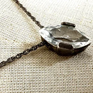 Avon vintage rhinestone pendant necklace Silver thumbnail 4