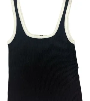 H&M Black and White Ribbed Tank Top thumbnail 1