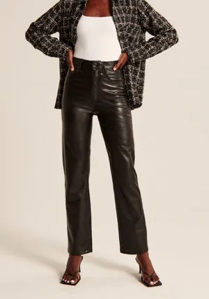 Abercrombie 90s Straight Ultra High Rise Vegan Leather Pants thumbnail 2