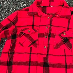 Women’s Medium Red & Black Flannel Button Front Shirt Top thumbnail 2