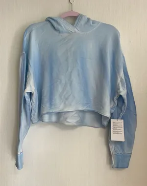 Nike yoga Light Blue Cropped Tie-Dye Hoodie thumbnail 1