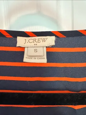 J. Crew Women’s Navy & Orange Striped Scoop Neck Blouse thumbnail 2