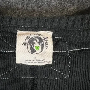 We The Free Free People Black Thermal Waffle Knit Raw Seam Top Thumbholes Small thumbnail 3