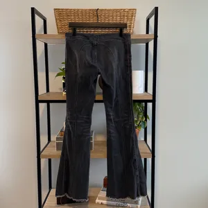 Free People Mid-Rise Washed Black Raw Hem Bell Bottom Flare Jeans, 29 thumbnail 4
