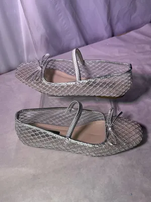 Rachael Ray Silver Mesh Mary Jane Flat with Bow Accent Size 6.5 thumbnail 2