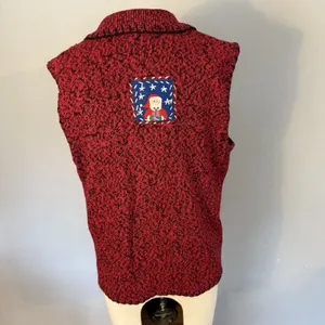 Erika VTG Ugly Christmas Sweater Vest‎ Red Size LG Embellished Zip Embroidered thumbnail 8