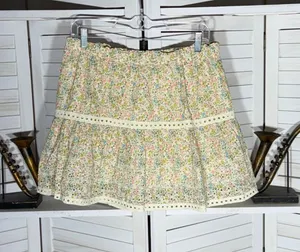 Vintage retro mini skirt floral eyelet lace fairy coastal cowgirl boho festival thumbnail 1