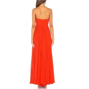 Michael Costello x REVOLVE Strapless Maxi Dress Orange Red Pleated Gown Small thumbnail 3