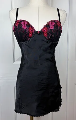 Apt. 9 black and pink floral embroidered nightie thumbnail 1
