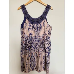 Free People Women's Jeweled Folklore Purple Paisley Boho Dress Size 10​ thumbnail 4