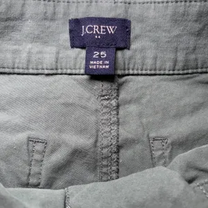 J Crew Lizzie Wide Leg Pants Linen Cotton Olive Green Womens 25 Patch Pockets thumbnail 4
