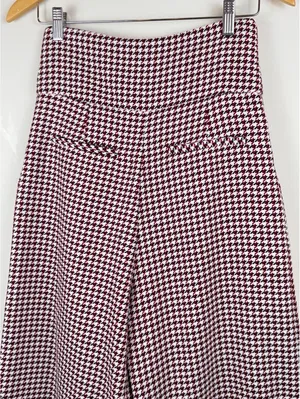 Space Simona Corsellini Houndstooth Wide Leg Palazzo Pants IT 42 Red Black thumbnail 10