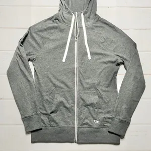 New - New Era - Women’s Grey Cotton Sueded Zipped Hoodie - Size Large thumbnail 3