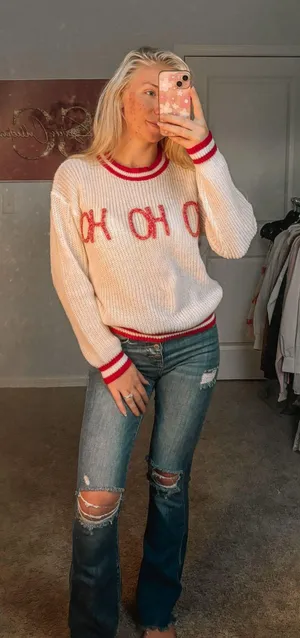 Champagne Sisters Collection HO HO HO CHRISTMAS SWEATER thumbnail 1