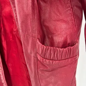 Pelle red leather M mid length trench vintage retro outdoor 70s 80s thumbnail 4