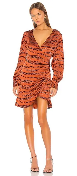 Anine Bing Penelope 100% Silk Mini‎ Dress Zebra L thumbnail 1