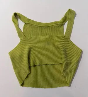 ASOS Avocado Moss Lime Ribbed Knit Crop Top Tee Greencore Soft Y2K Acubi thumbnail 1