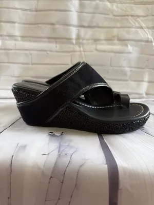 Donald J. Pliner Gyer Leather Black Wedge Sandals thumbnail 3