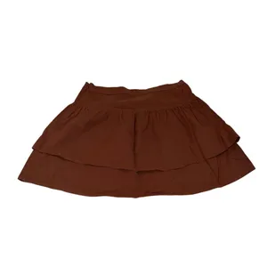 Social Tourist Ruffle Mini Skirt Brown thumbnail 2