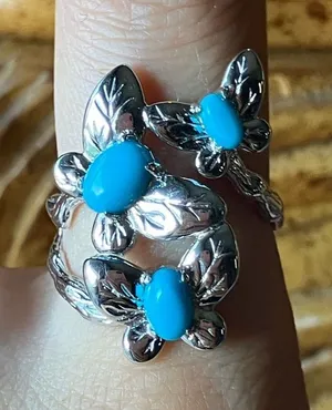 Genuine Sleeping Beauty Turquoise Butterfly Ring Size 9 thumbnail 1
