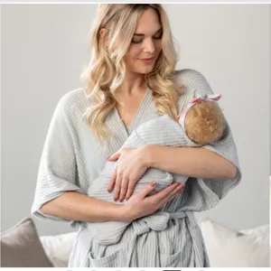 Maternity mama robe and baby swaddle set Size undefined thumbnail 1