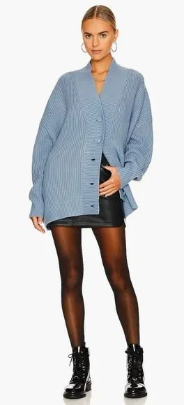 Revolve WEWOREWHAT Oversized‎ Cardigan Sweater Chunky Knit Storm One Size thumbnail 1