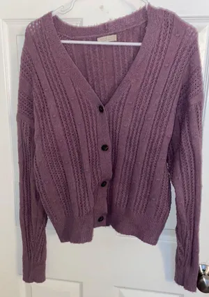 Purple Knit Cardigan Size M thumbnail 1