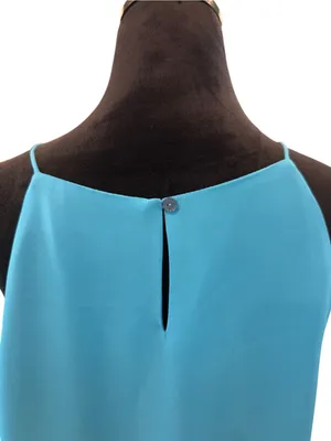 Violet +‎ Claire M Teal Sleeveless Pleated Blouse Minimalist Professional Tank thumbnail 6