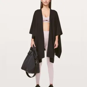 Lululemon Women’s‎ Black Free To Coast Wrap Cardigan Open Back Sweater Size O/S thumbnail 3