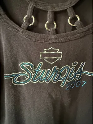 Harley-Davidson Sturgis 2007 Black T-Shirt with Decorative Rings thumbnail 2