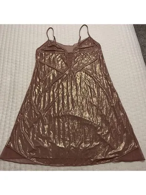 Victoria’s Secret Mauve Pink Rose Gold Shimmer Sz M Medium Nightie Slip Lingerie thumbnail 11