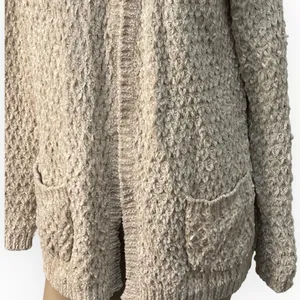 POL Chunky‎ Knit Cream Open Front Popcorn Cardigan Patch Pockets Cottage L NWOT thumbnail 4