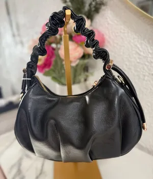 Urban Expressions Black Ruched Hobo Crossbody Shoulder Bag thumbnail 1